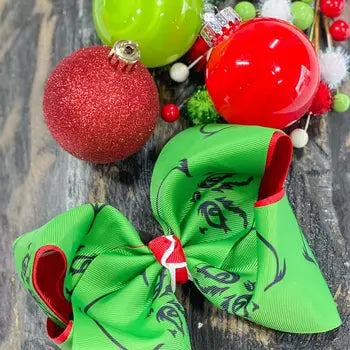 Grinch Face Bow