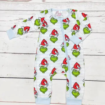Blue Stripe "Grinch" Romper