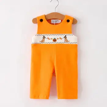 Halloween Orange Smocking Overall