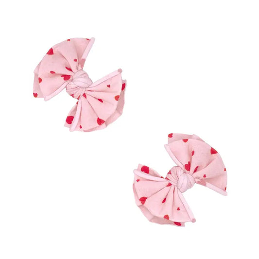 2-Pack Printed Baby Fab® Clips Bow Clips: Heartthrob