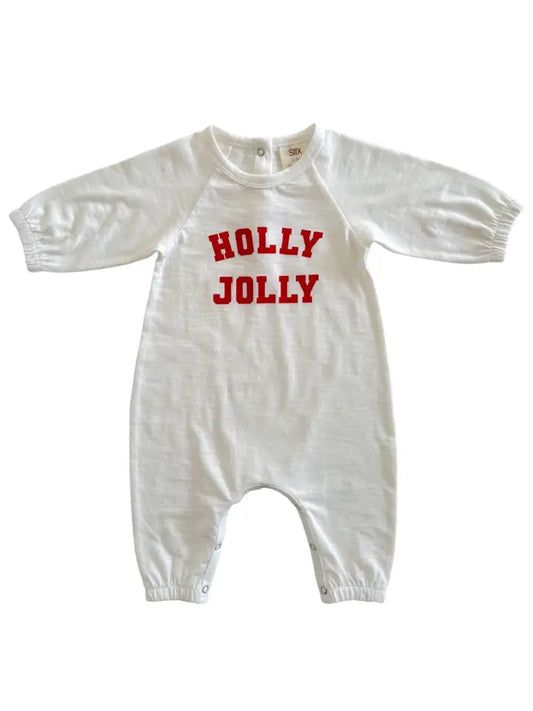 Holly Jolly Romper - White