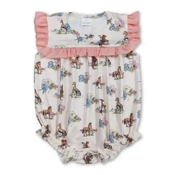 Horse Rodeo Western Ruffle Romper