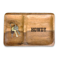 HOWDY Etched Wood Valet Tray