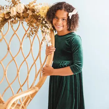 Hunter Green Velvet Twirl Dress