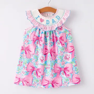 “I ❤ Dad” Embroidery Smocking Dress