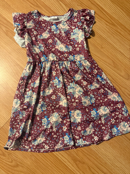 Maroon Floral Twirl Dress