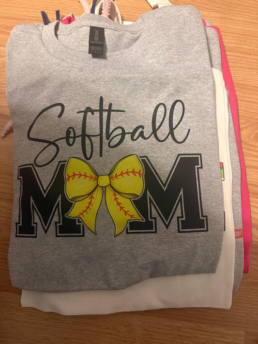 1013-Gray Softball Mom TShirt