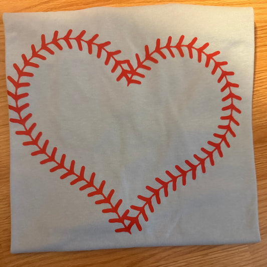 1013-Light Blue Baseball Stitch Heart