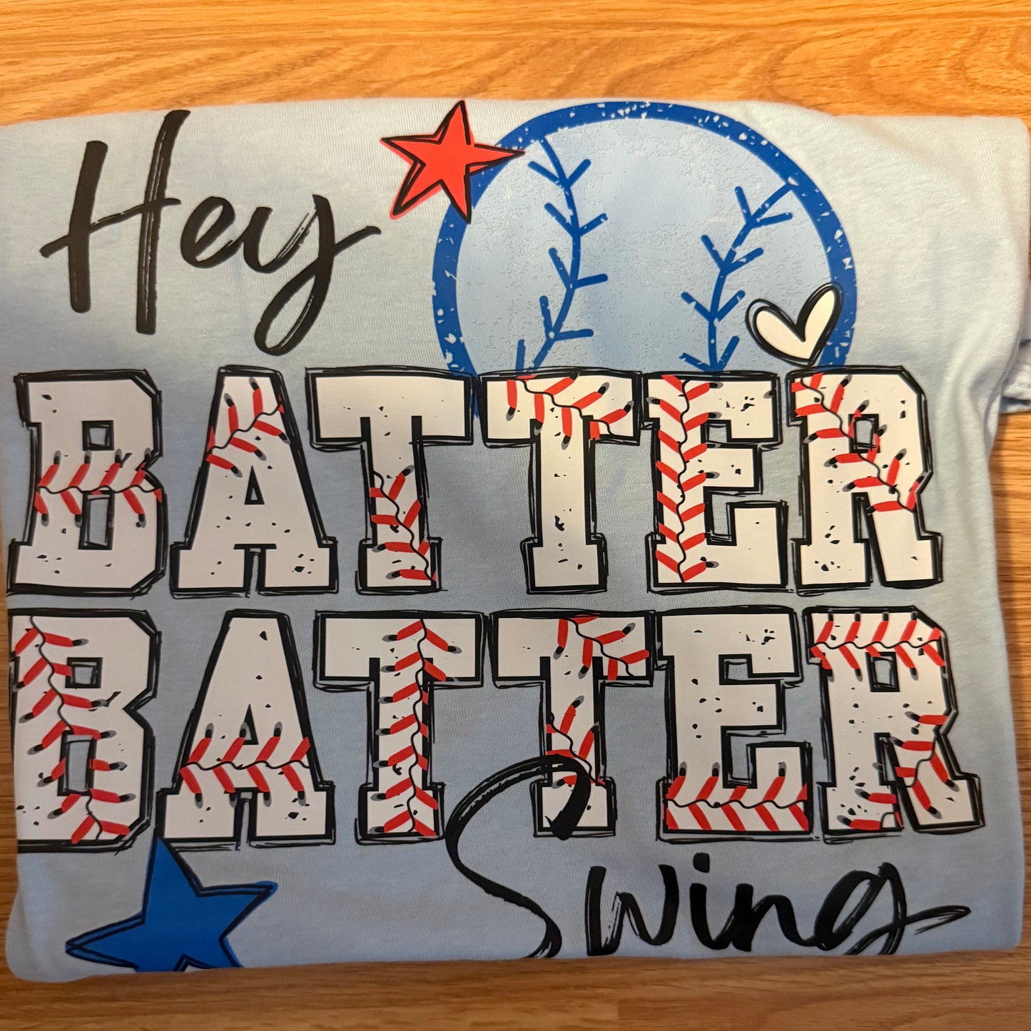 1013-Blue Hey Batter Swing Shirt