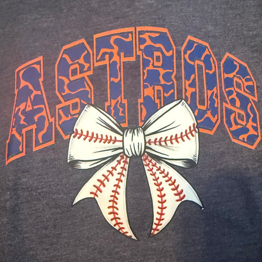 Toddler Navy Astros with Bow T-Shirt