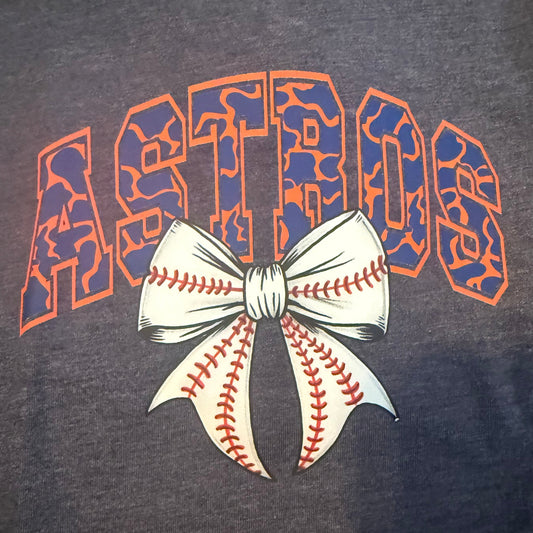 Navy Astros with Bow T-Shirt