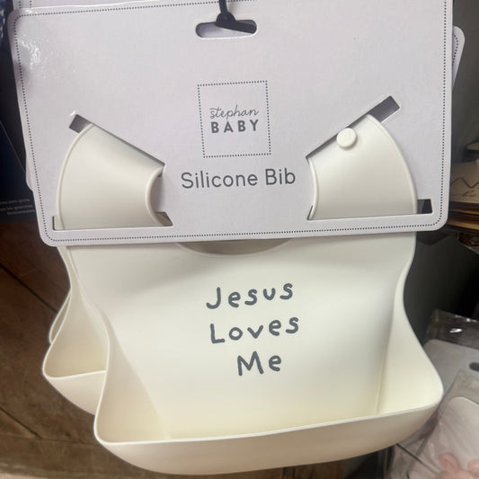 "Jesus Loves Me" Silicone Bib