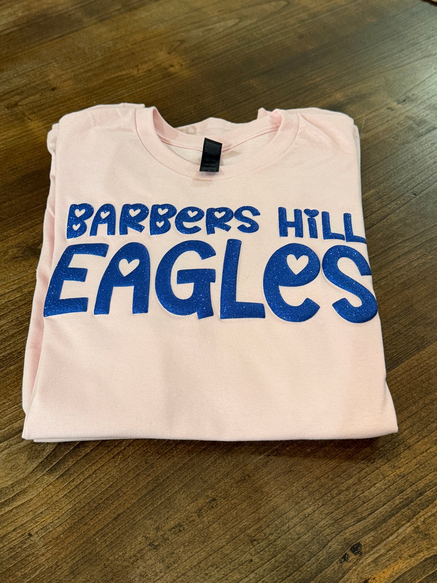 1013-Blue Eagles with Hearts Pink Shirt