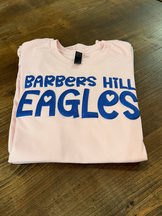 1013-Blue Eagles with Hearts Pink Shirt