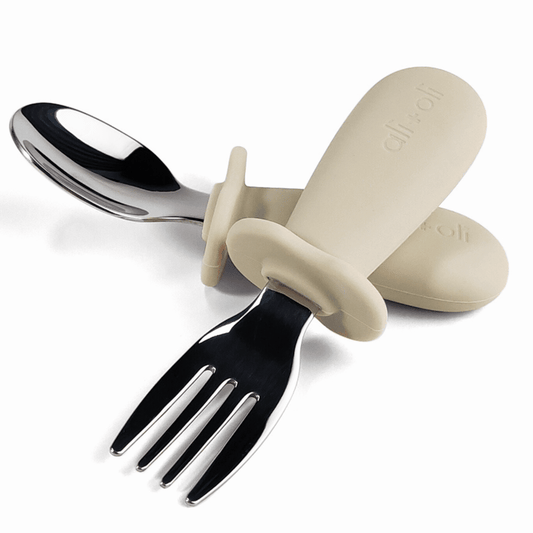 Spoon & Fork Learning Set For Toddlers (Khaki)