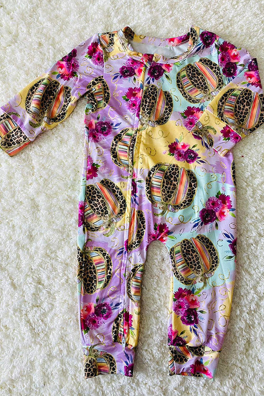 Leopard Pumpkin & Floral Romper