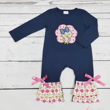 Navy Turkey Romper