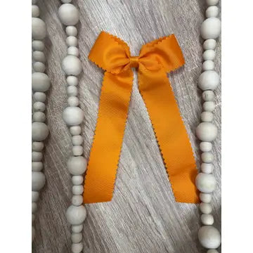 Orange Scalloped Long Tail Bow