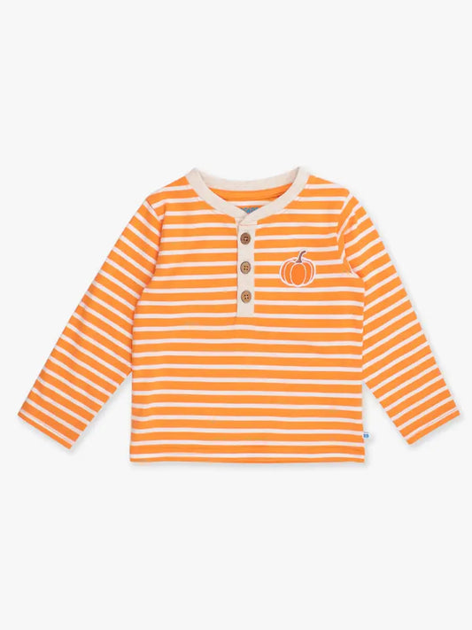 Pumpkin Orange Stripe Henley Tee