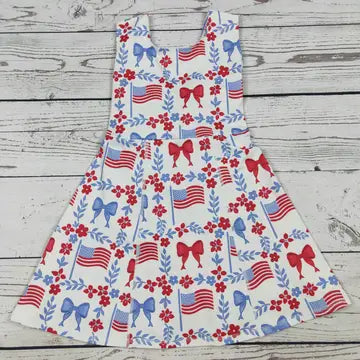Flower Bow Patriotic Athletic Dress