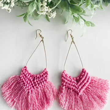 Boho Macrame Earrings "Pink"