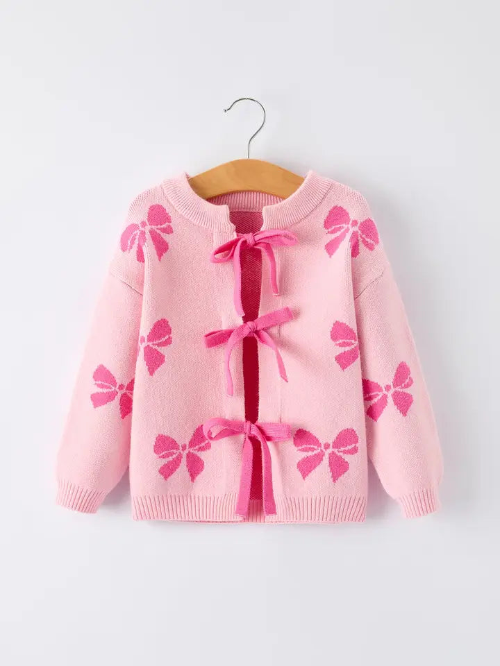 Pink Bow Ribbon Ties Sweater