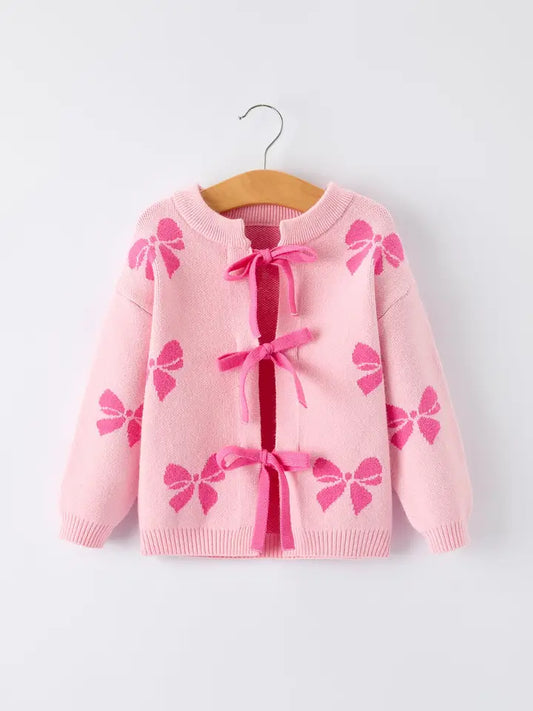 Pink Bow Ribbon Ties Sweater