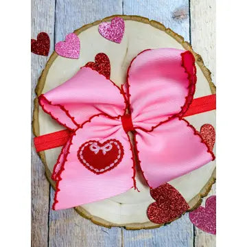 Heart Embroidered Bow Headband