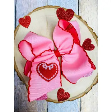 Heart Embroidered Bow