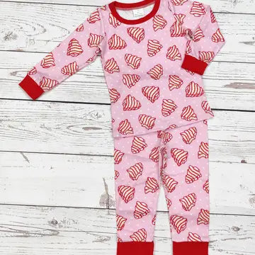 Girls Cakes Print Christmas Pajamas