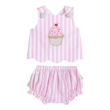 Pink Strip Cupcake Set