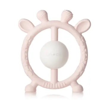 Pink Giraffe Teether & Rattle Silicone Toy
