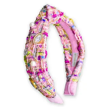 Pink Tweed Knot Headband