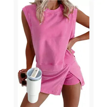 Sleeveless Top and Short Skirt Two Piece Set