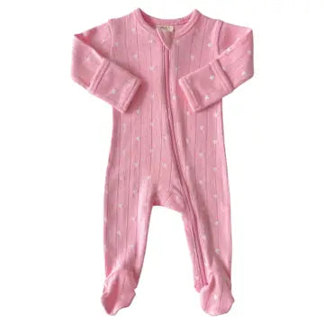 Pink with White Heart Footie