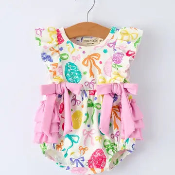 Rainbow Easter Egg Bow Romper