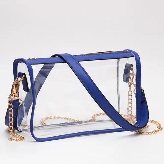 Royal Blue Clear Rectangle Crossbody Bag