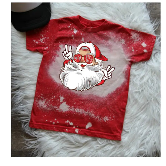 Red Santa Claus Bleached Shirt