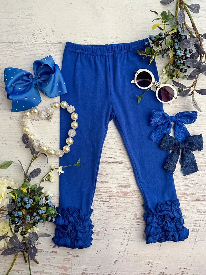 Royal Blue Ruffled Bottom Leggings