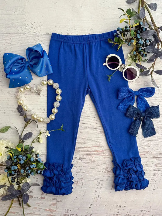 Royal Blue Ruffled Bottom Leggings