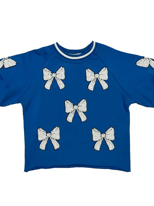 Royal Blue & White Bow Top