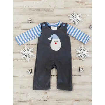 Blue Stripe Santa Overalls