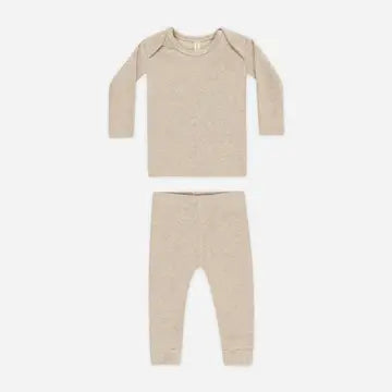 Taupe Ribbed Tee & Pants Set