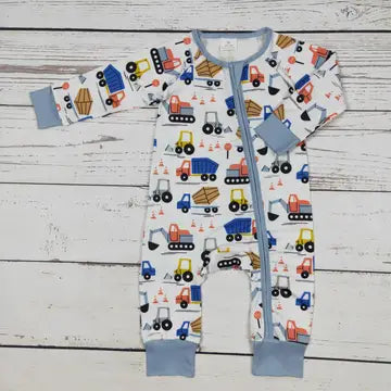 Boy Trucks Zip Romper