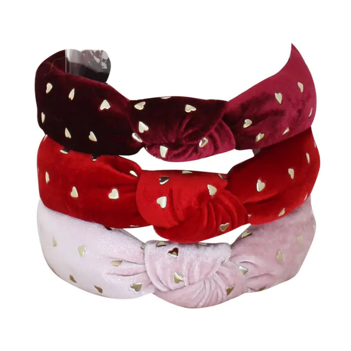 Velvet Heart Knot Headband