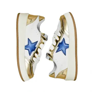 Royal Blue & Gold Star Adult Sneakers