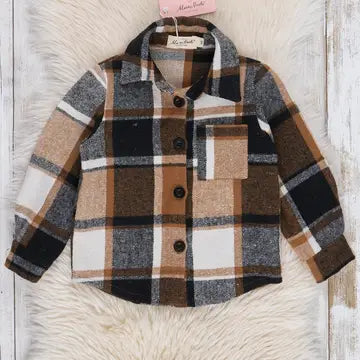 Brown & Black Plaid Flannel Button-Up