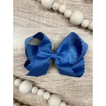 Smoke Blue Scalloped Bow